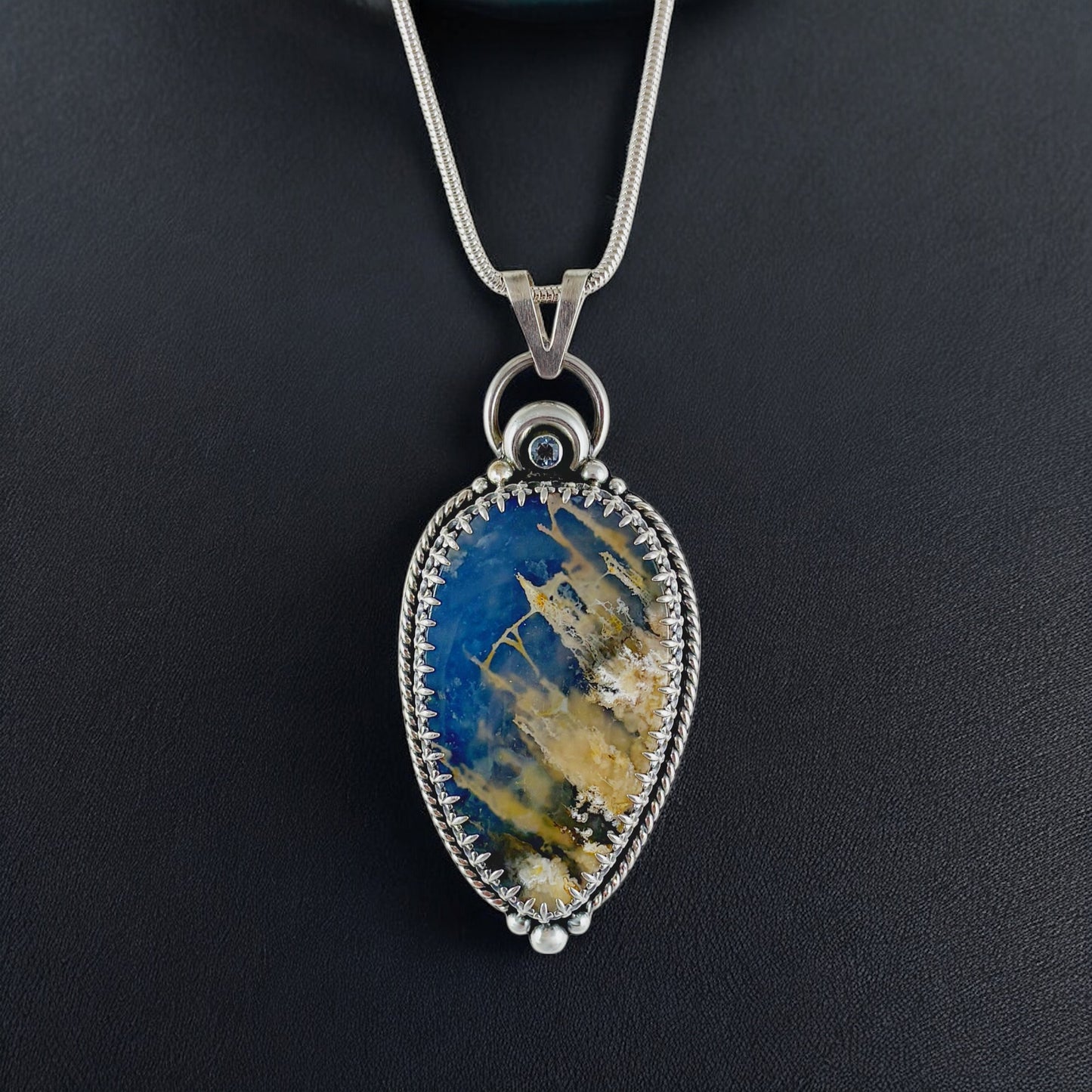 Silver and Plume Agate Pendant Necklace