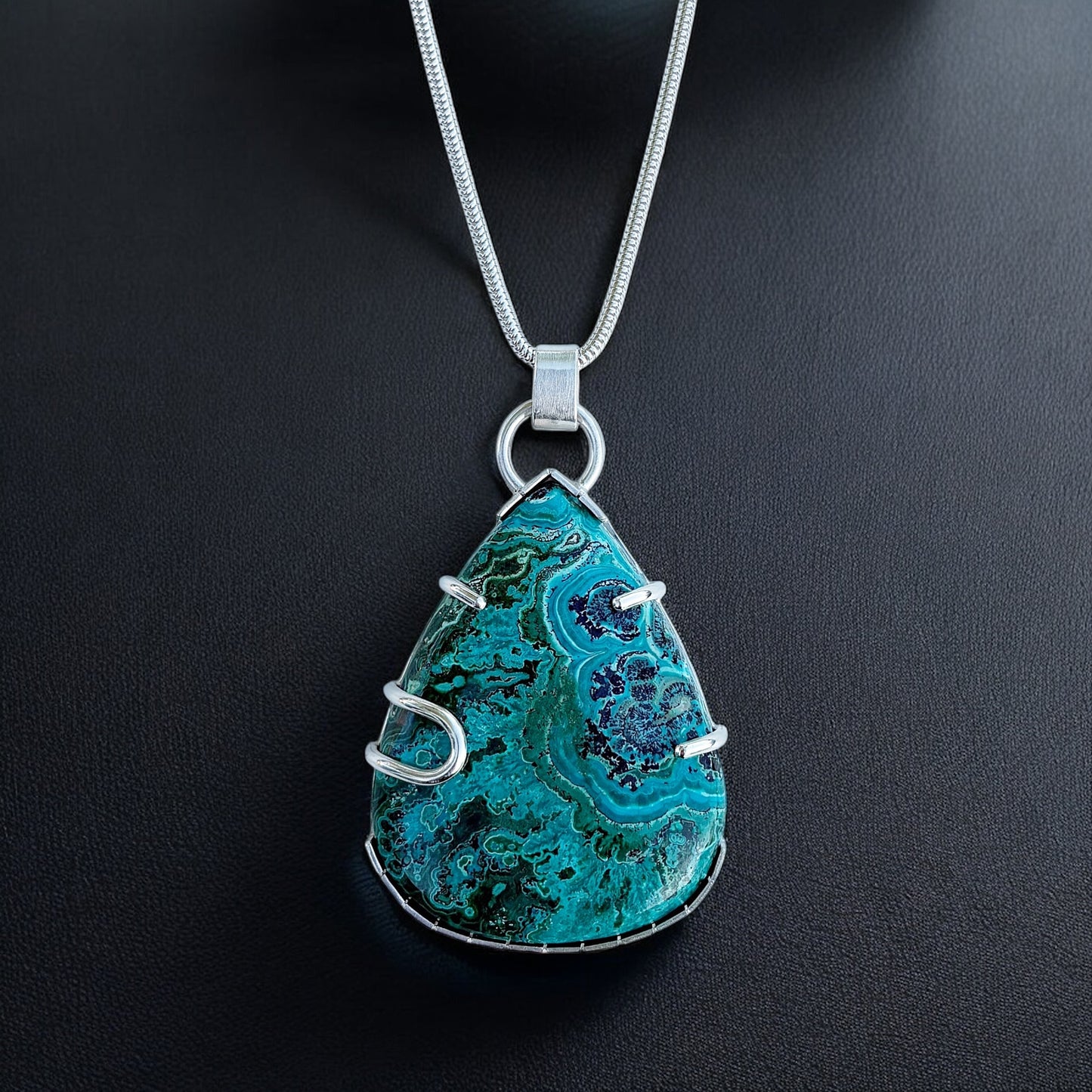 Silver & Chrysocolla Malachite Pendant