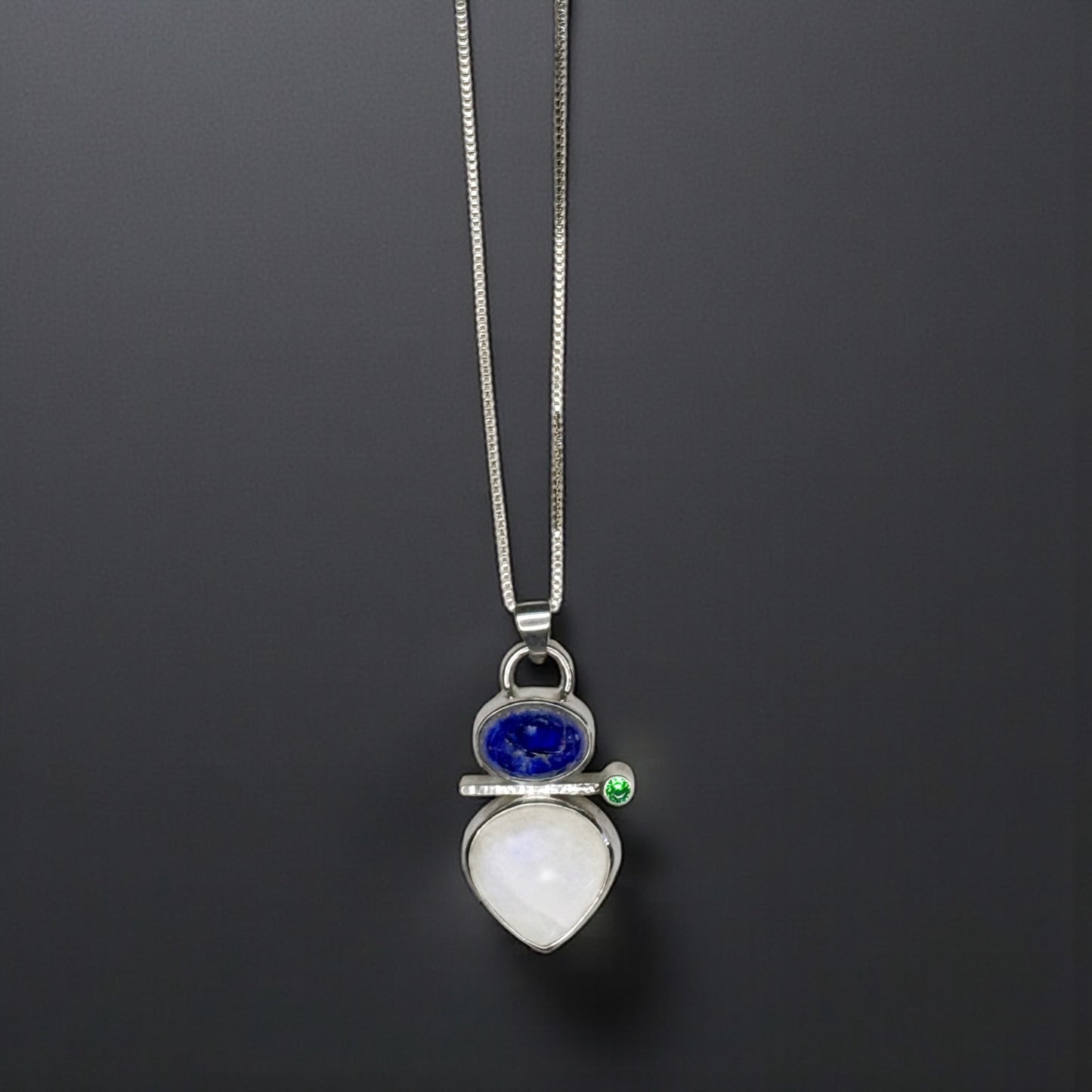 Silver, Lapis, & Moonstone Pendant