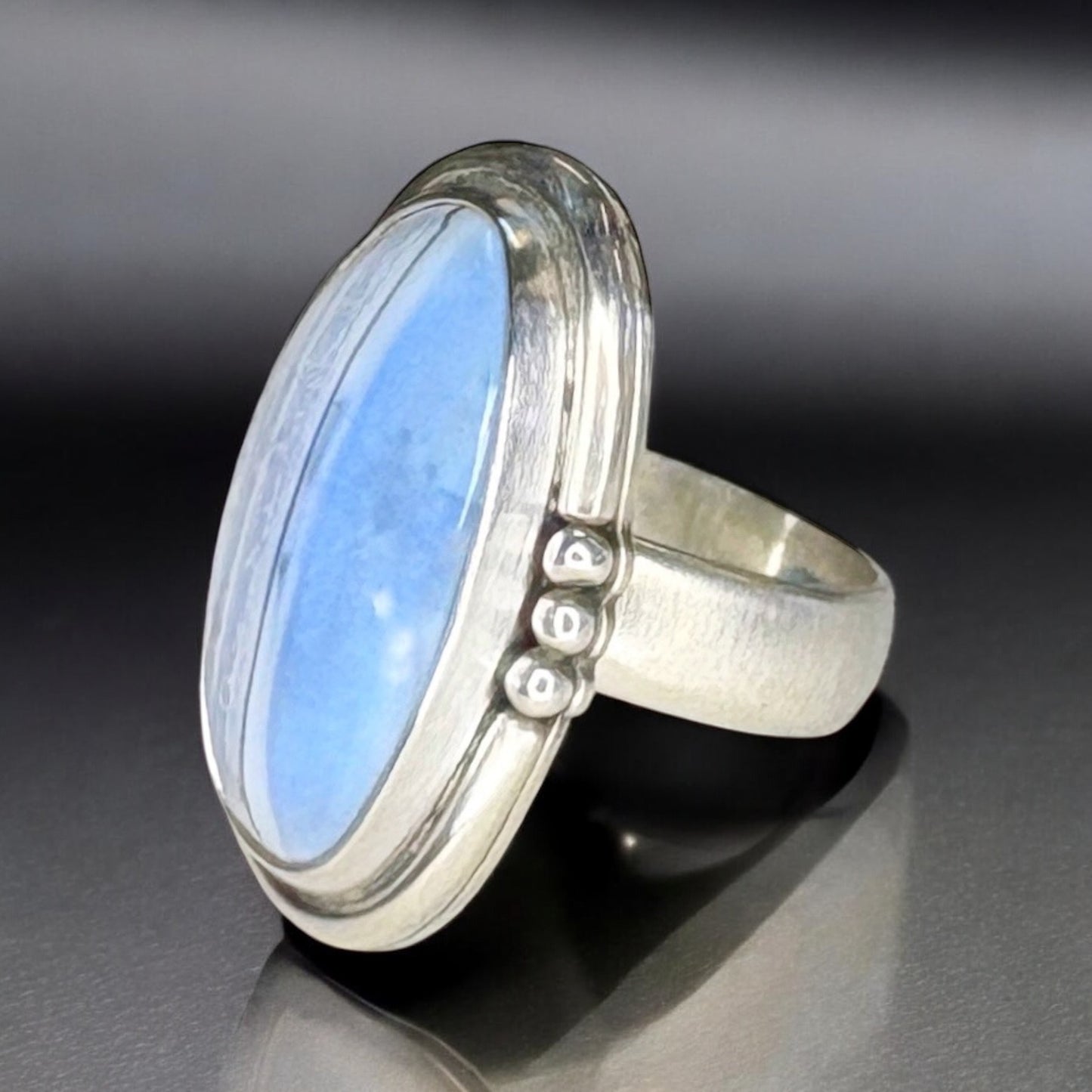 Silver & Blue Owyhee Opal Ring Sz 9.5