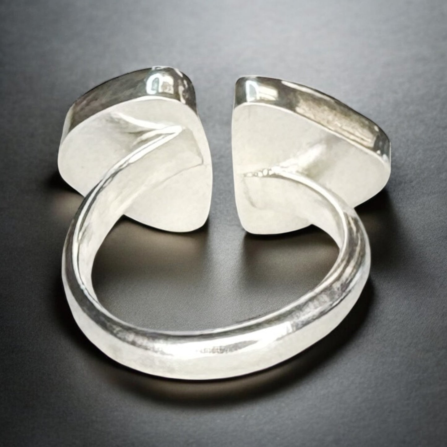 Silver & Rutilated Quartz Adjustable Ring Sz 9-10