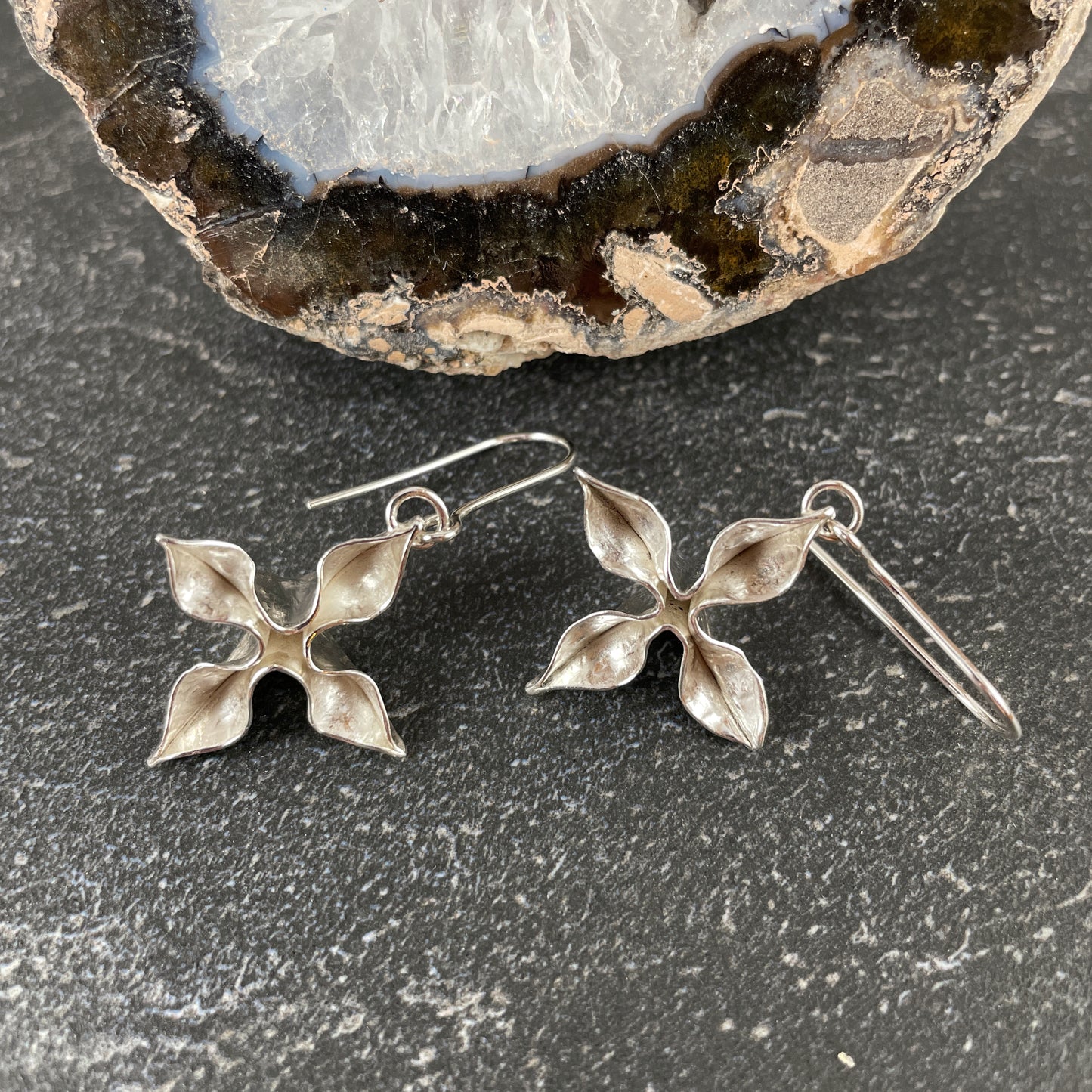 Silver Star-fold Earrings