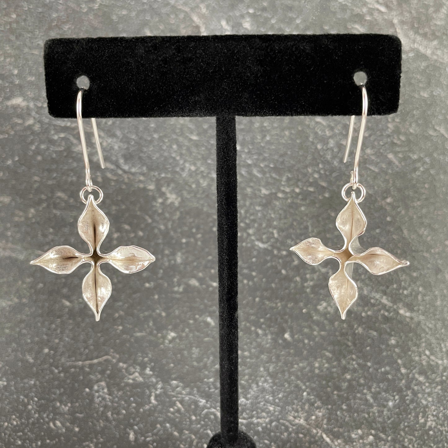 Silver Star-fold Earrings