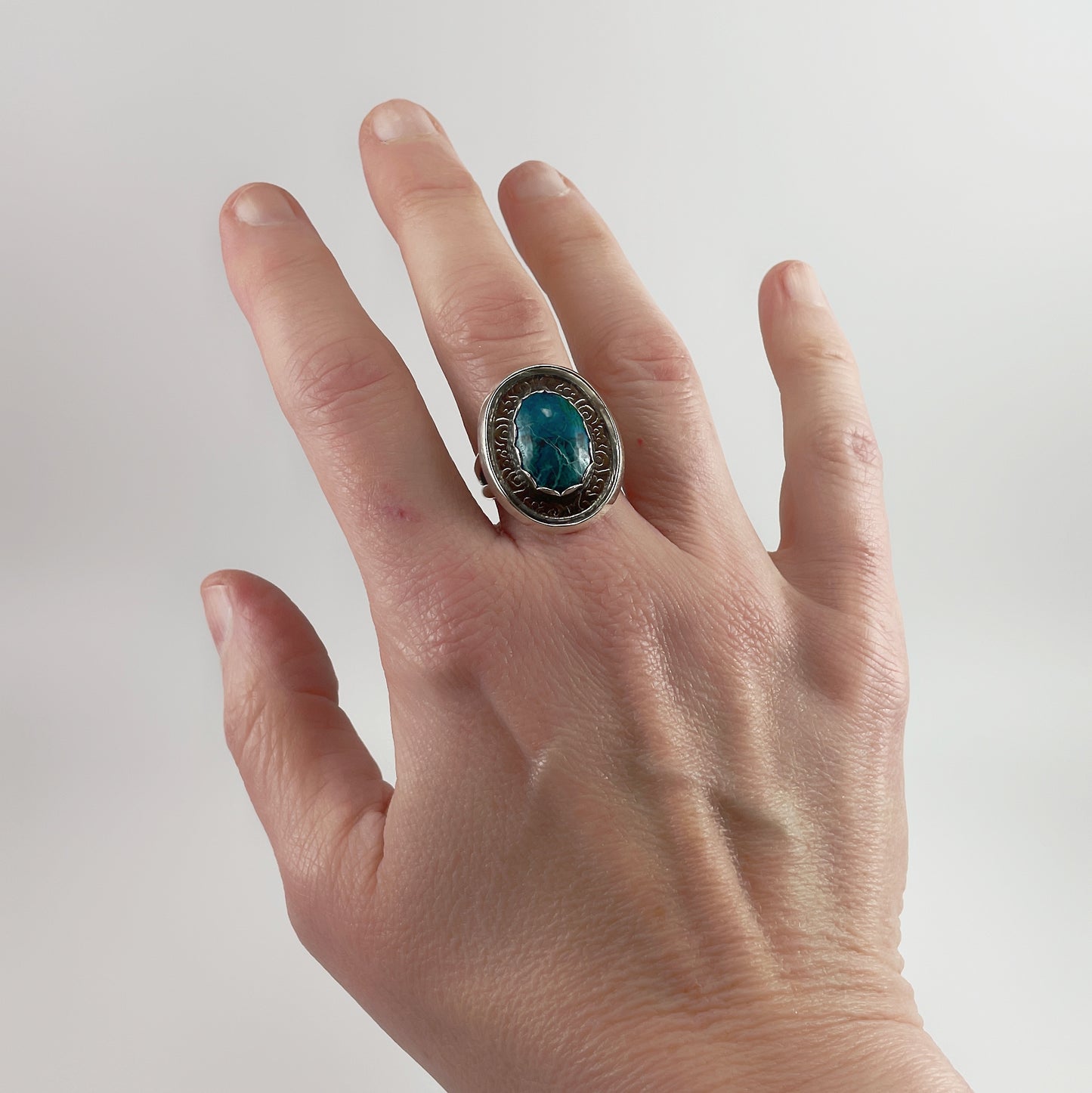 Blue Chrysocolla Malachite Ring SZ 7.5-8