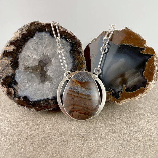 Blue Biggs Jasper & Silver Necklace