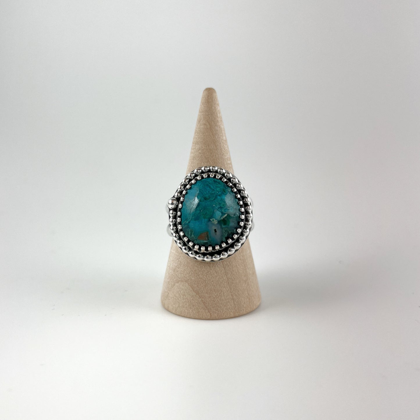 Silver and Chrysocolla Malachite Ring SZ8