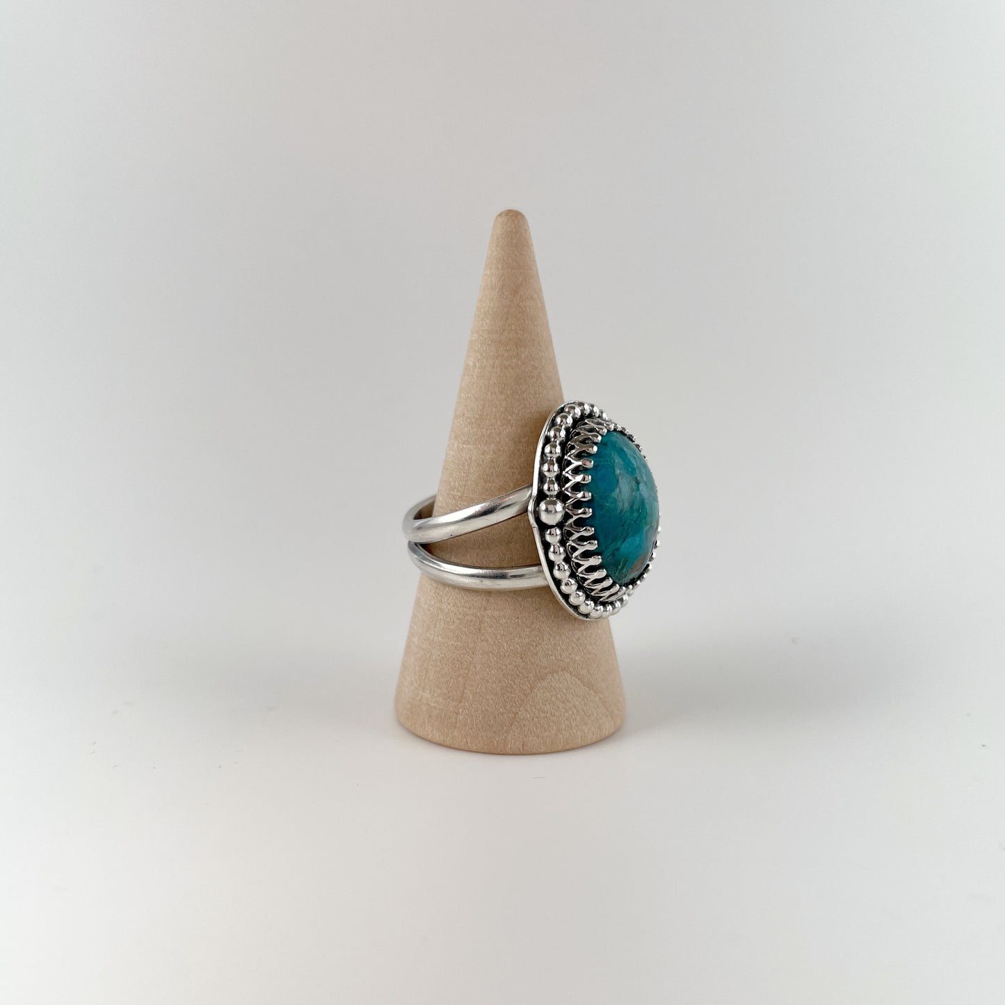 Silver and Chrysocolla Malachite Ring SZ8