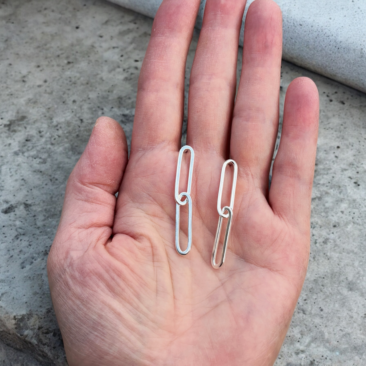 Silver Paperclip Link Earring