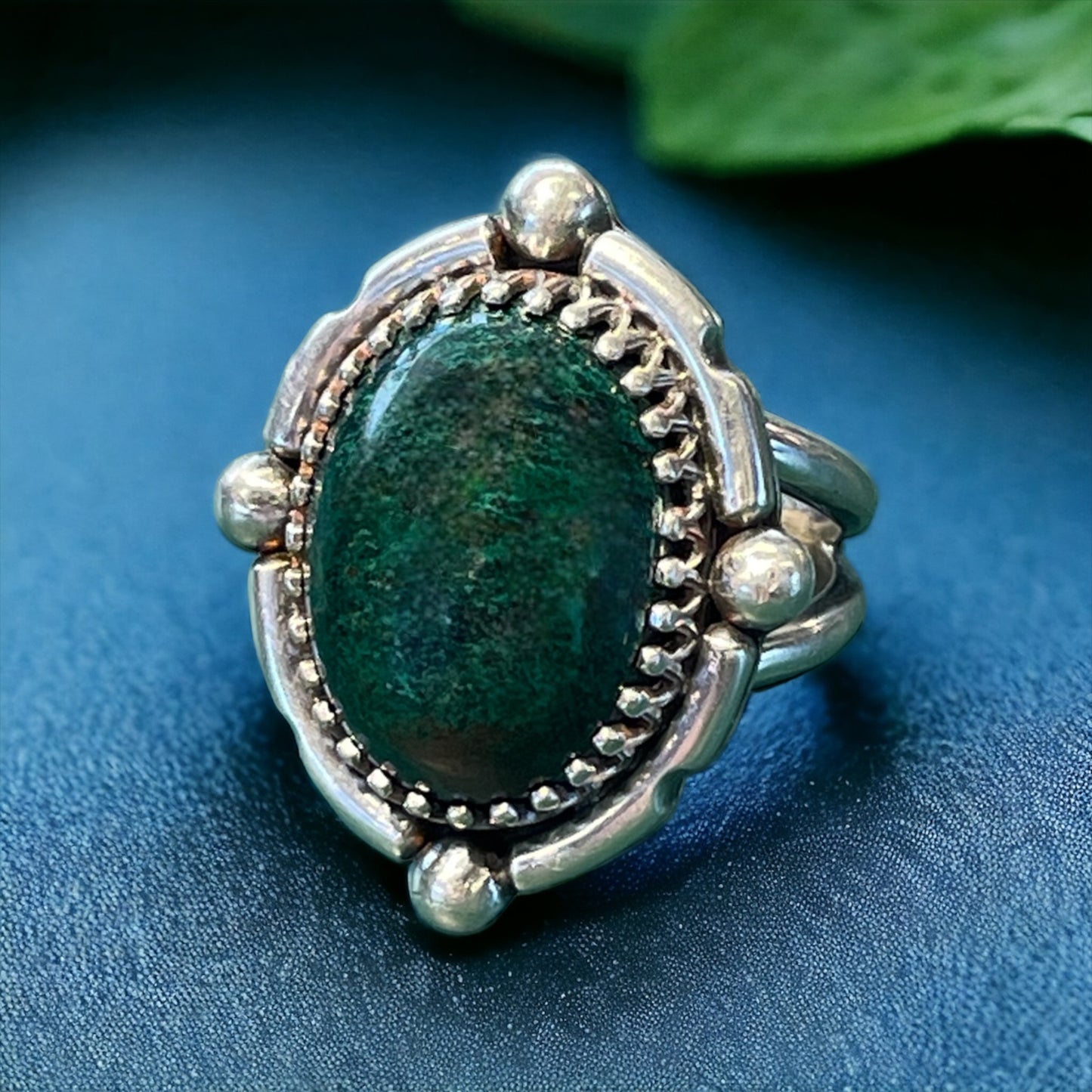 Silver and Chrysocolla/Malachite Ring SZ 7