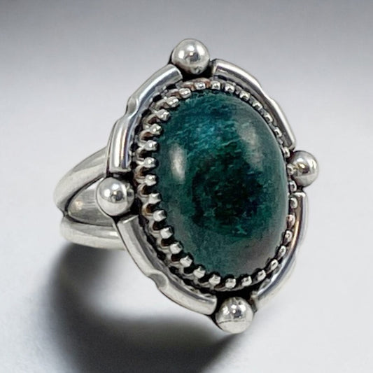 Silver and Chrysocolla/Malachite Ring SZ 7