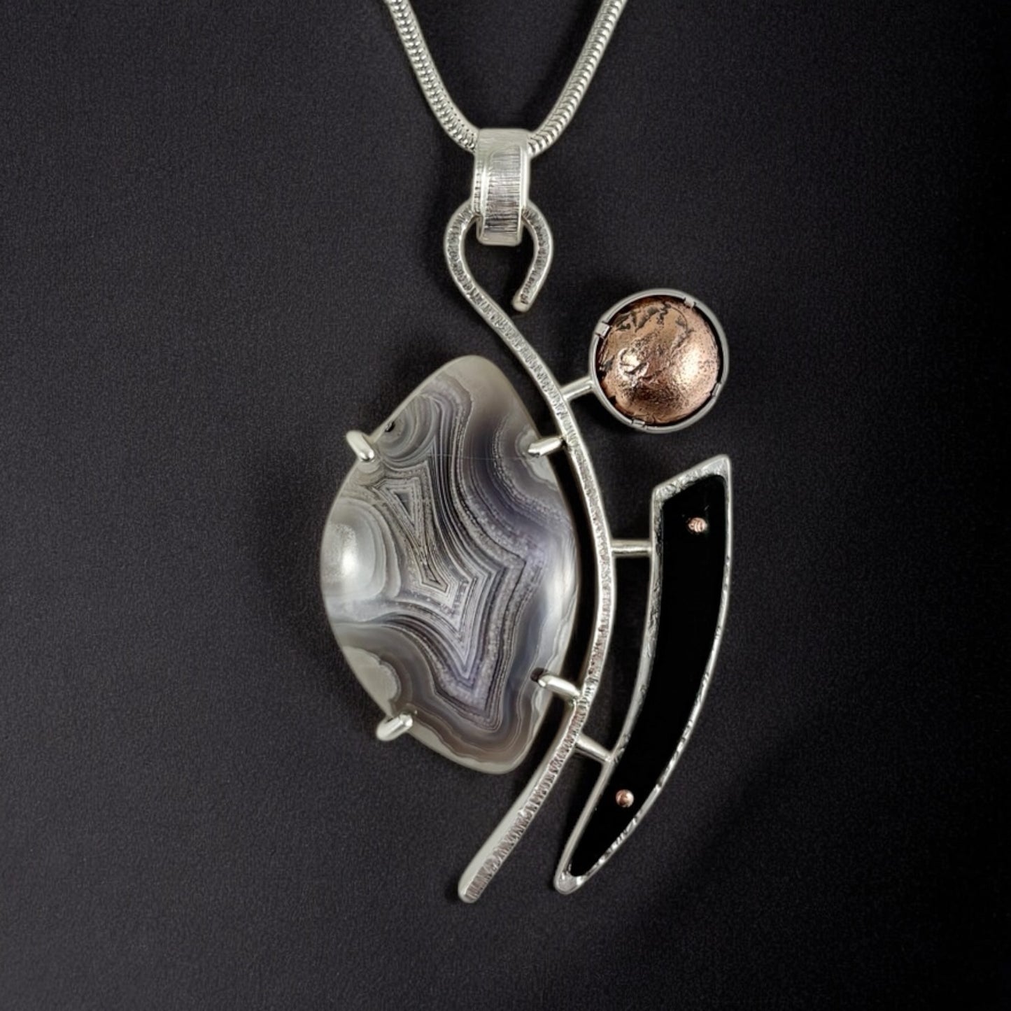 Silver & Banded Agate Pendant