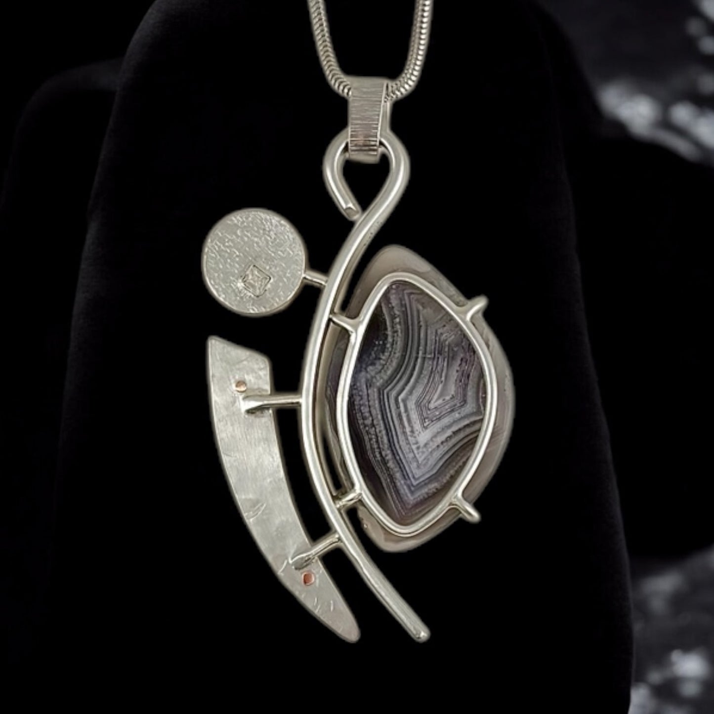 Silver & Banded Agate Pendant