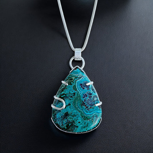 Silver & Chrysocolla Malachite Pendant