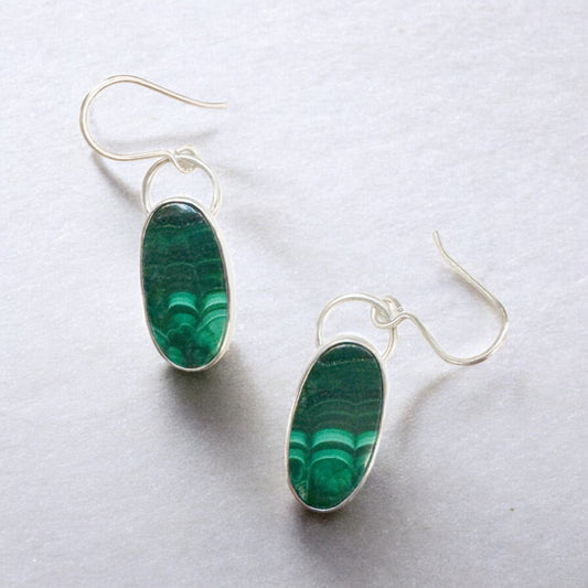 Silver and Malachite Earrings