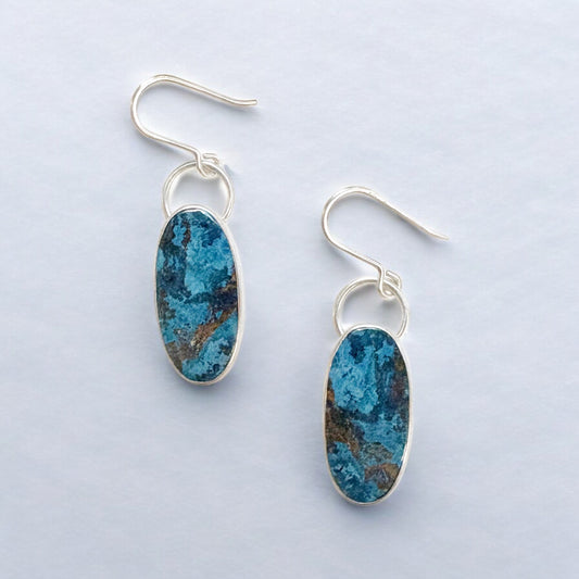 Silver and Azurite Earrings