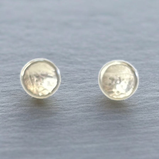 Silver Textured Circle Stud Earrings - 5mm
