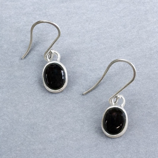 Silver and Onyx Drop Earrings