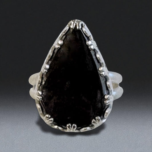 Silver and Obsidian Ring
