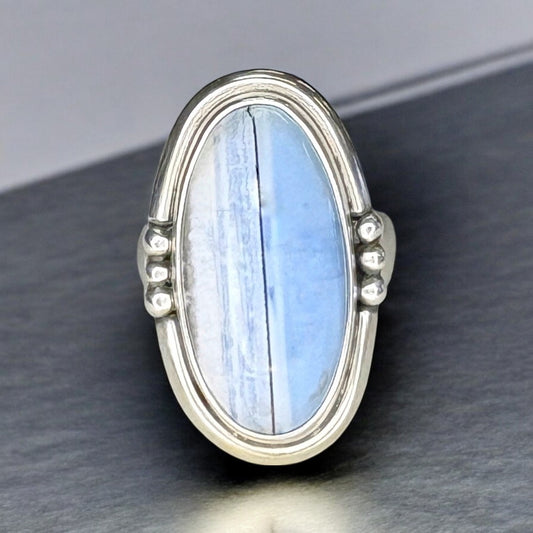 Silver & Blue Owyhee Opal Ring Sz 9.5