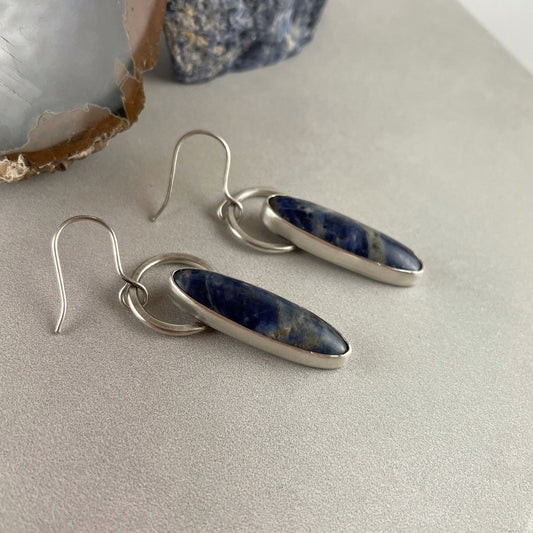 Blue Sodalite & Silver Earrings