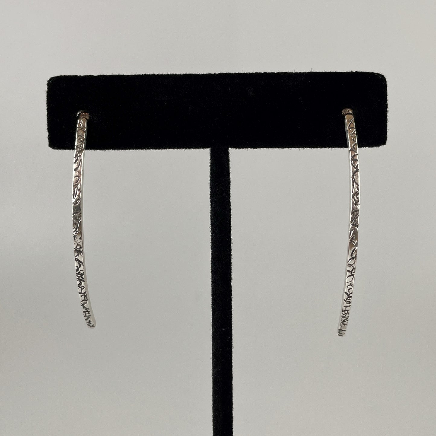 Textured Silver Curved Wire Earring