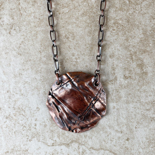 Foldformed Copper Pendant with Chain Necklace