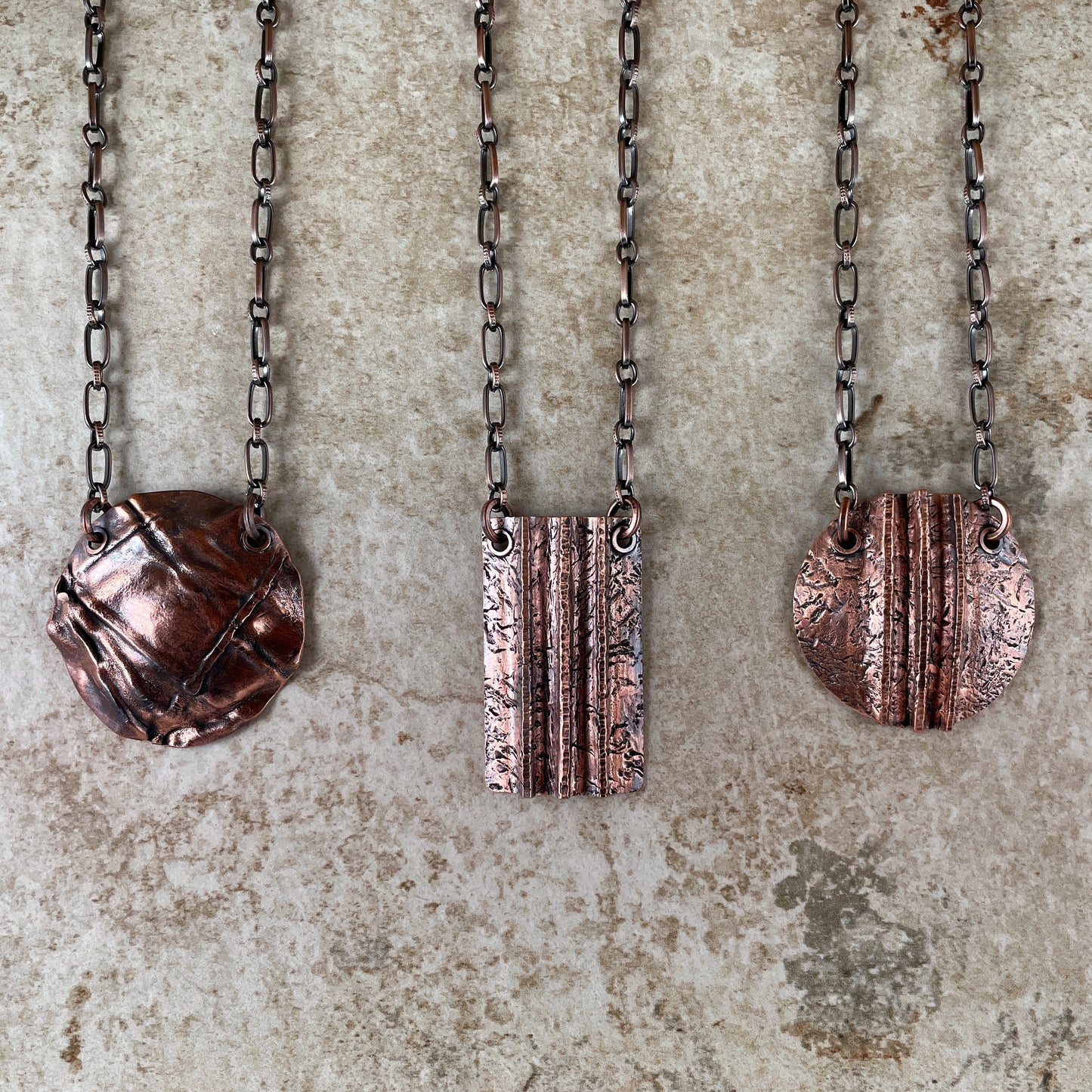 Foldformed Copper Pendant with Chain Necklace