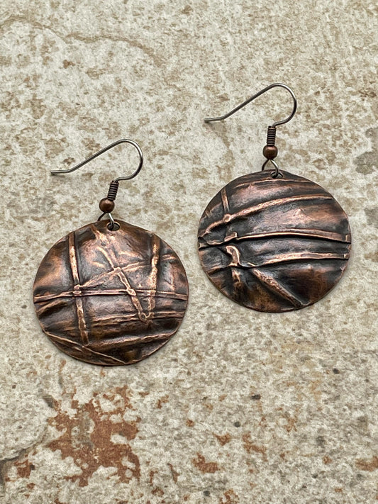 Foldformed Copper Earrings in the Round - Large