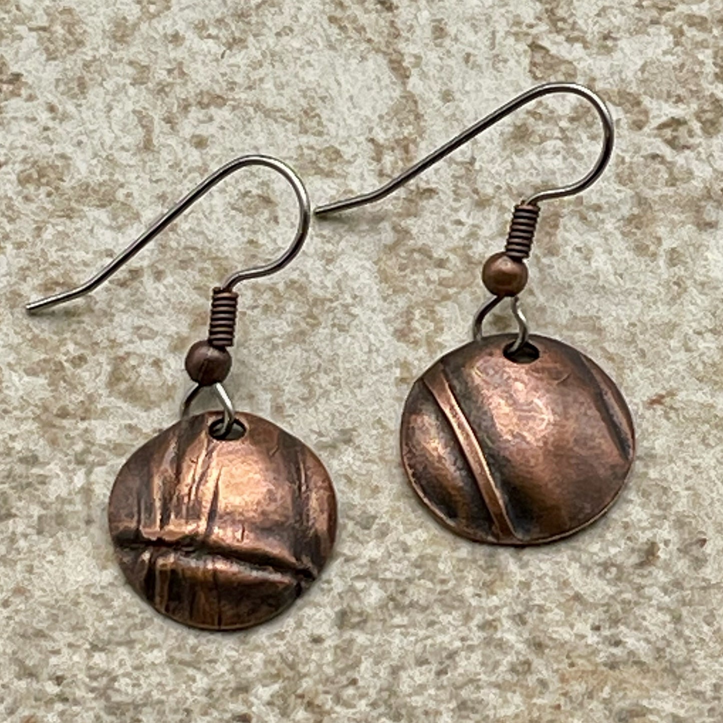 Round Copper Foldformed Earring - Small